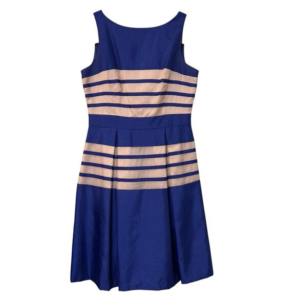 Just...Taylor Dresses & Skirts - Just Taylor Fit Flare Cocktail Dress Size 10 Poly Silk Combo Sleeveless Blue